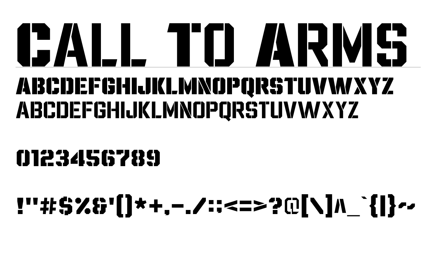 Call To Arms Font preview
