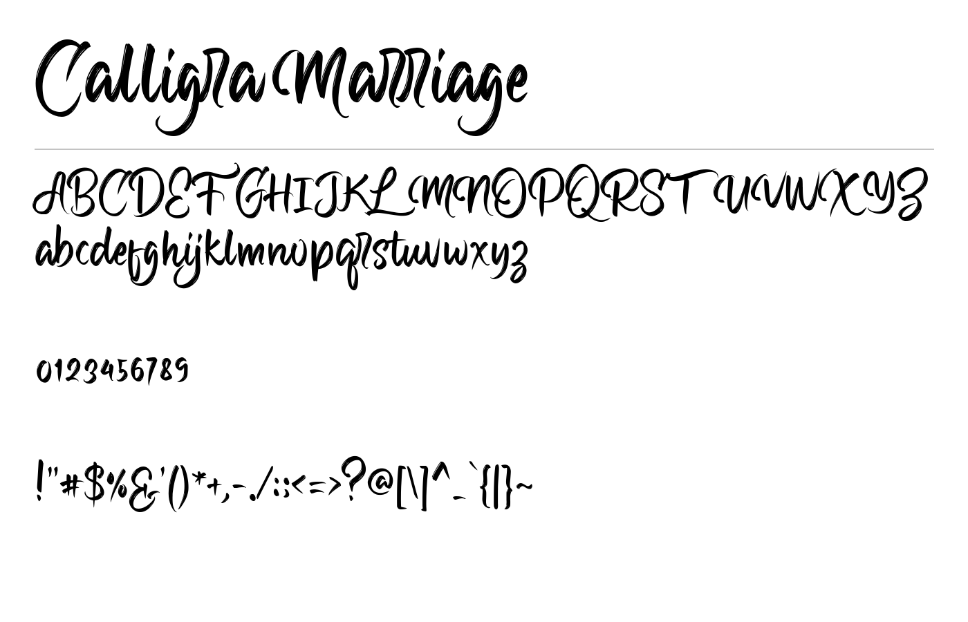 Calligra Marriage Font preview