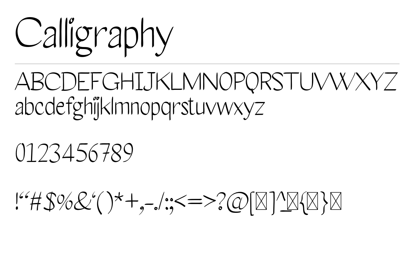 Calligraphy Font preview
