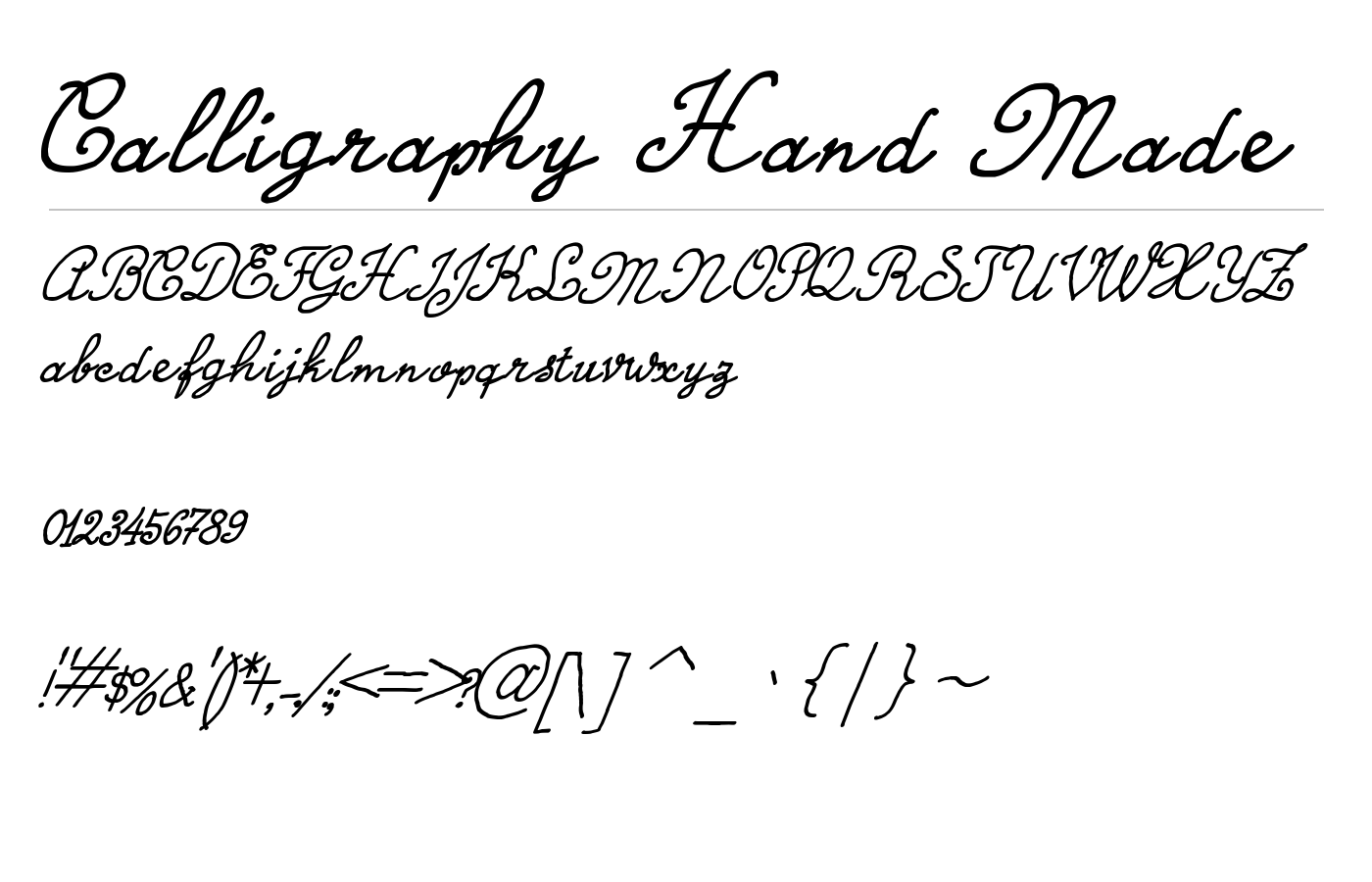 Calligraphy Hand Made Font preview