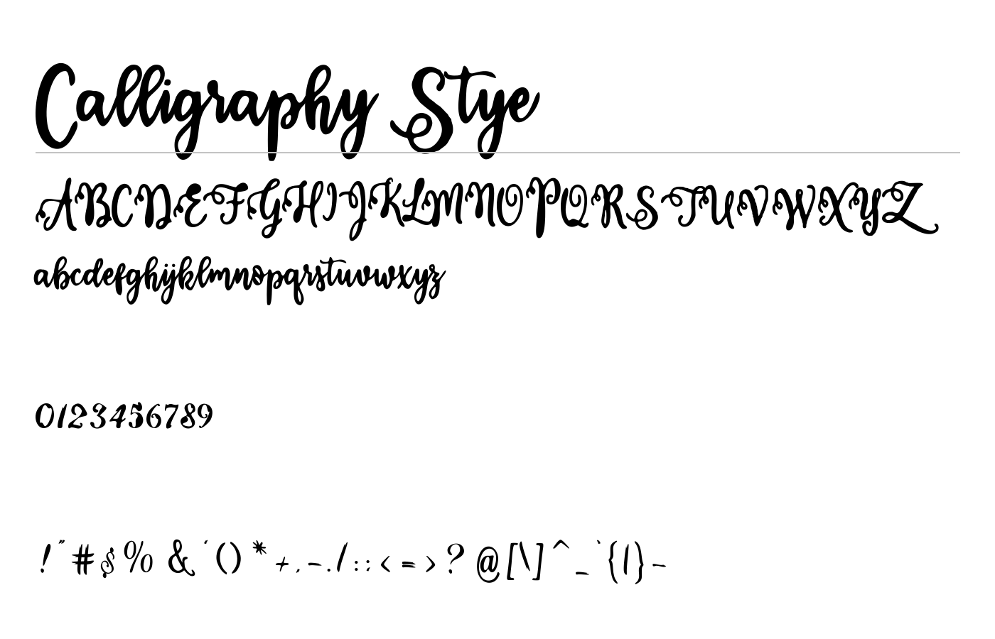 Calligraphy Stye Font preview