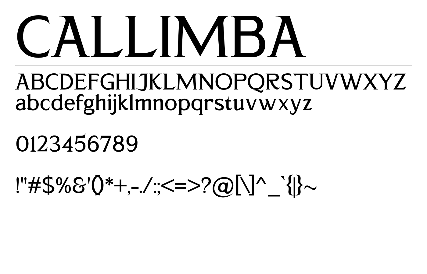 CALLIMBA Font preview