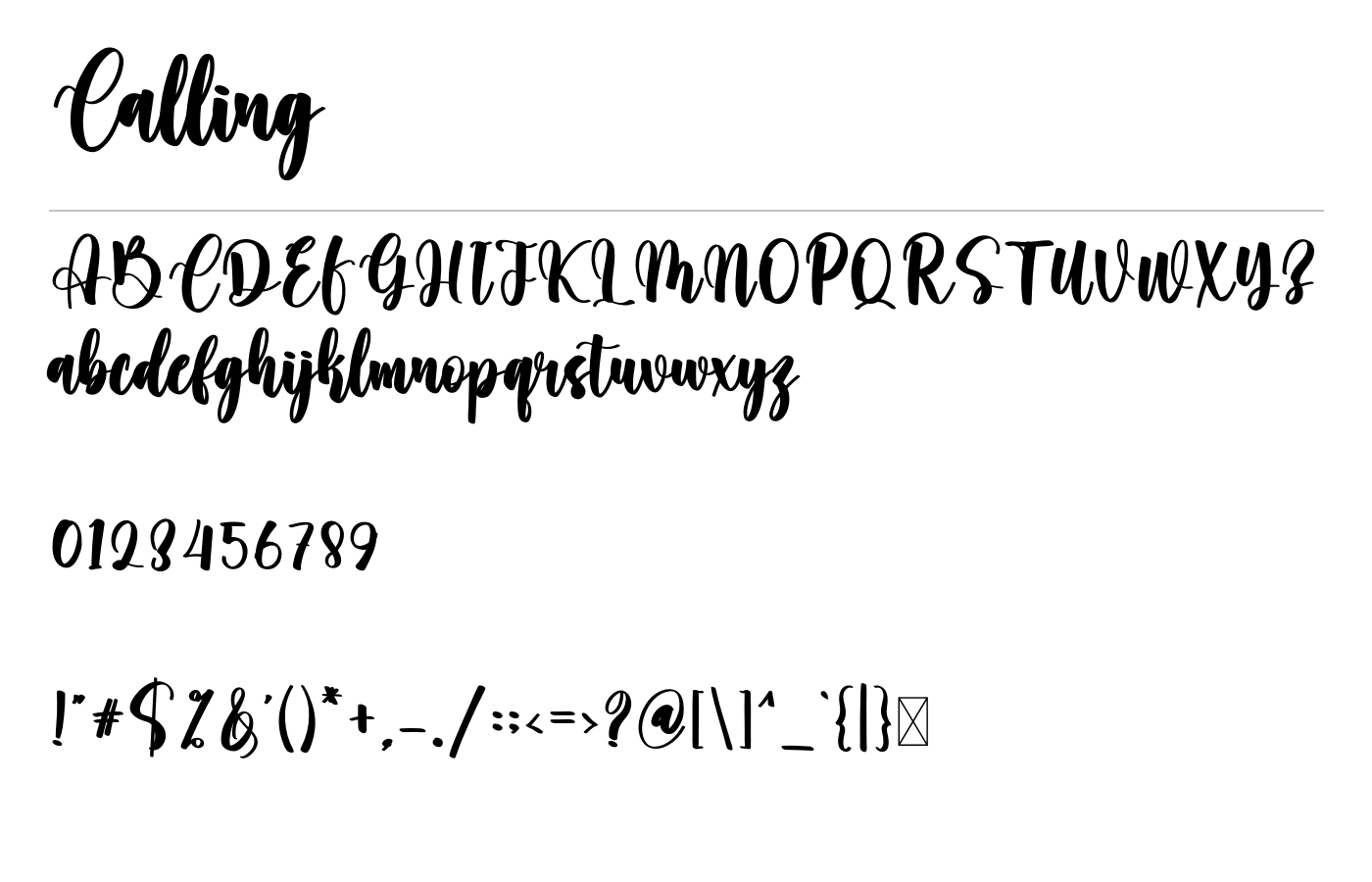Calling Font preview