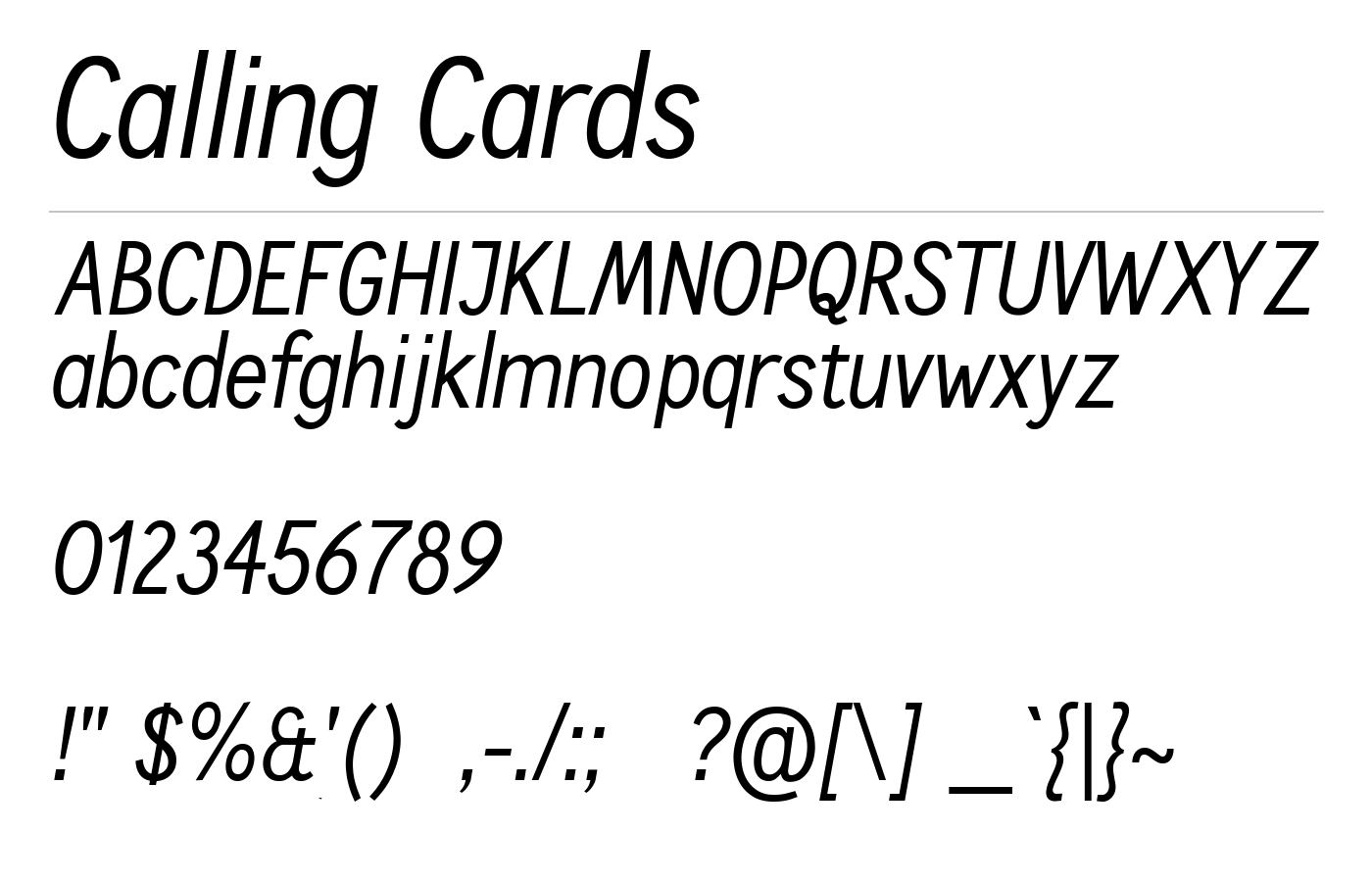 Calling Cards Font preview
