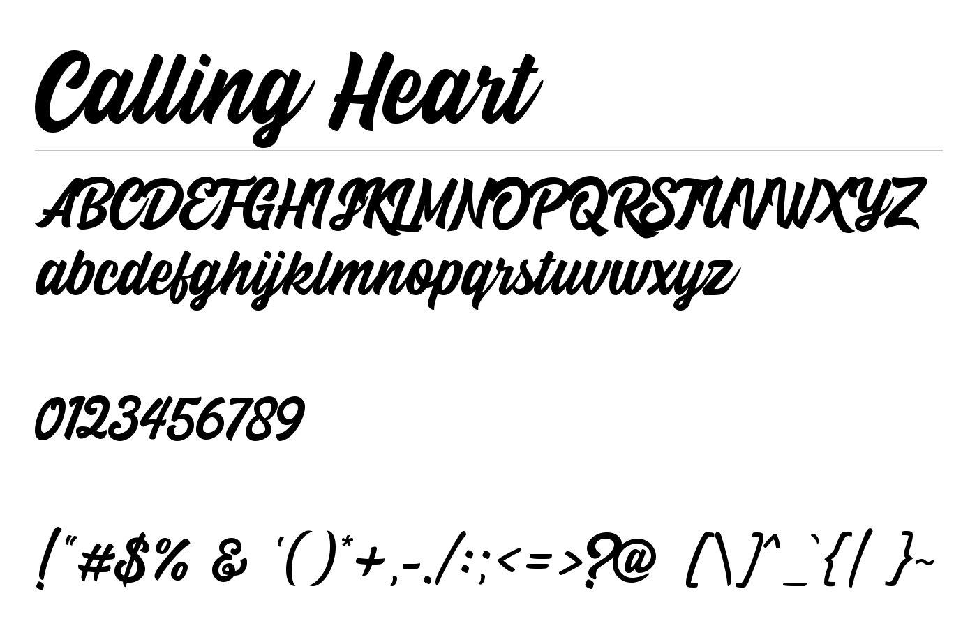 Calling Heart Font preview