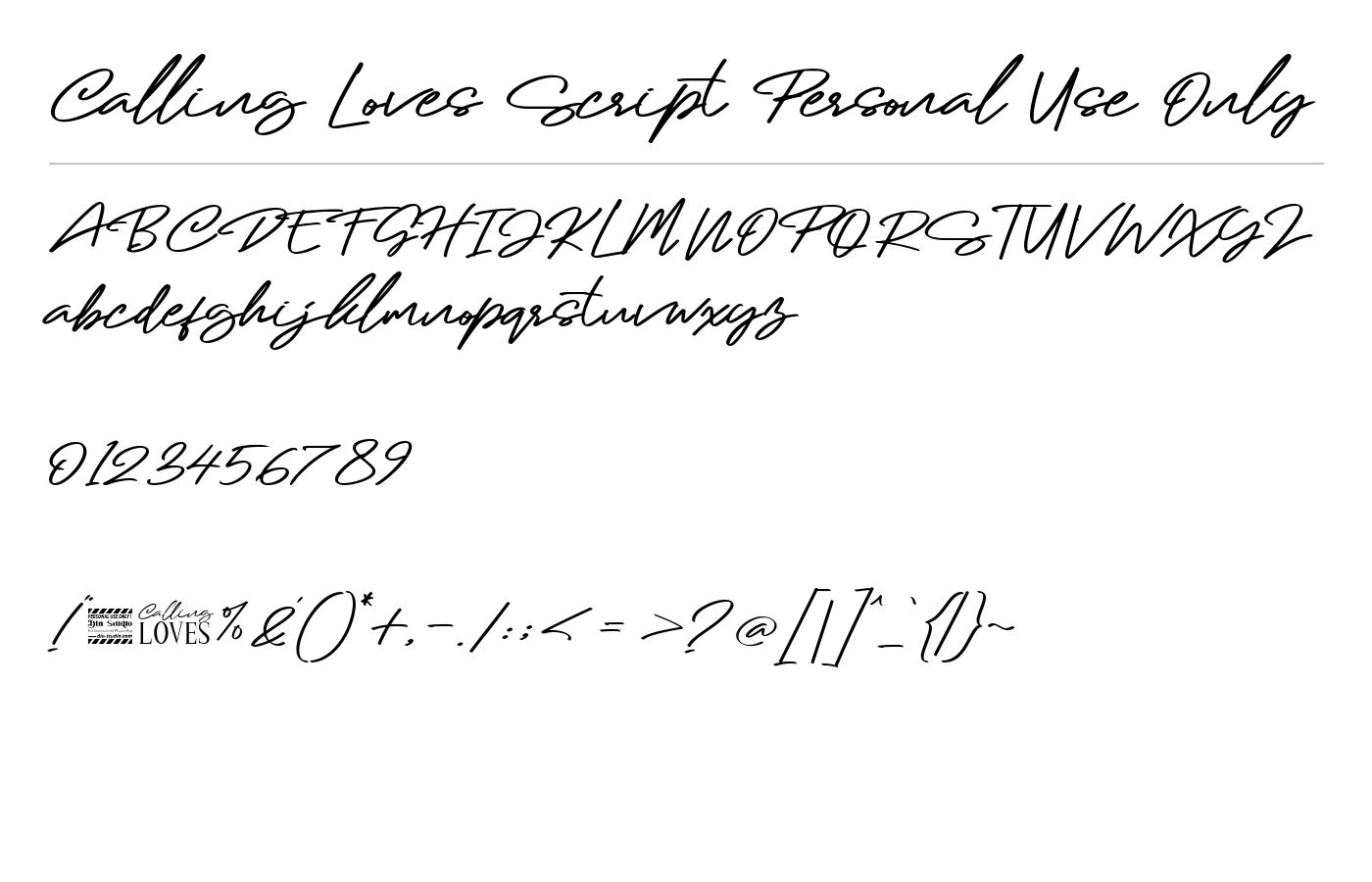 Calling Loves Script Personal Font preview