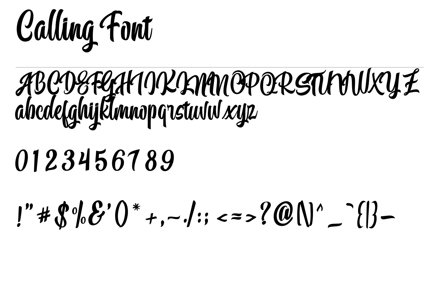 Calling Font preview