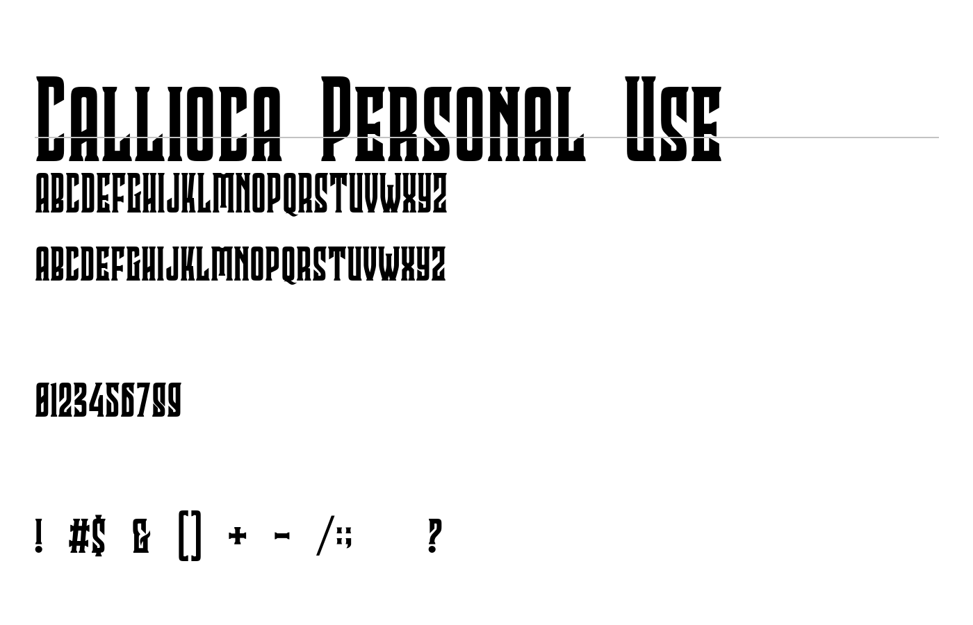 Callioca Personal Use Font preview