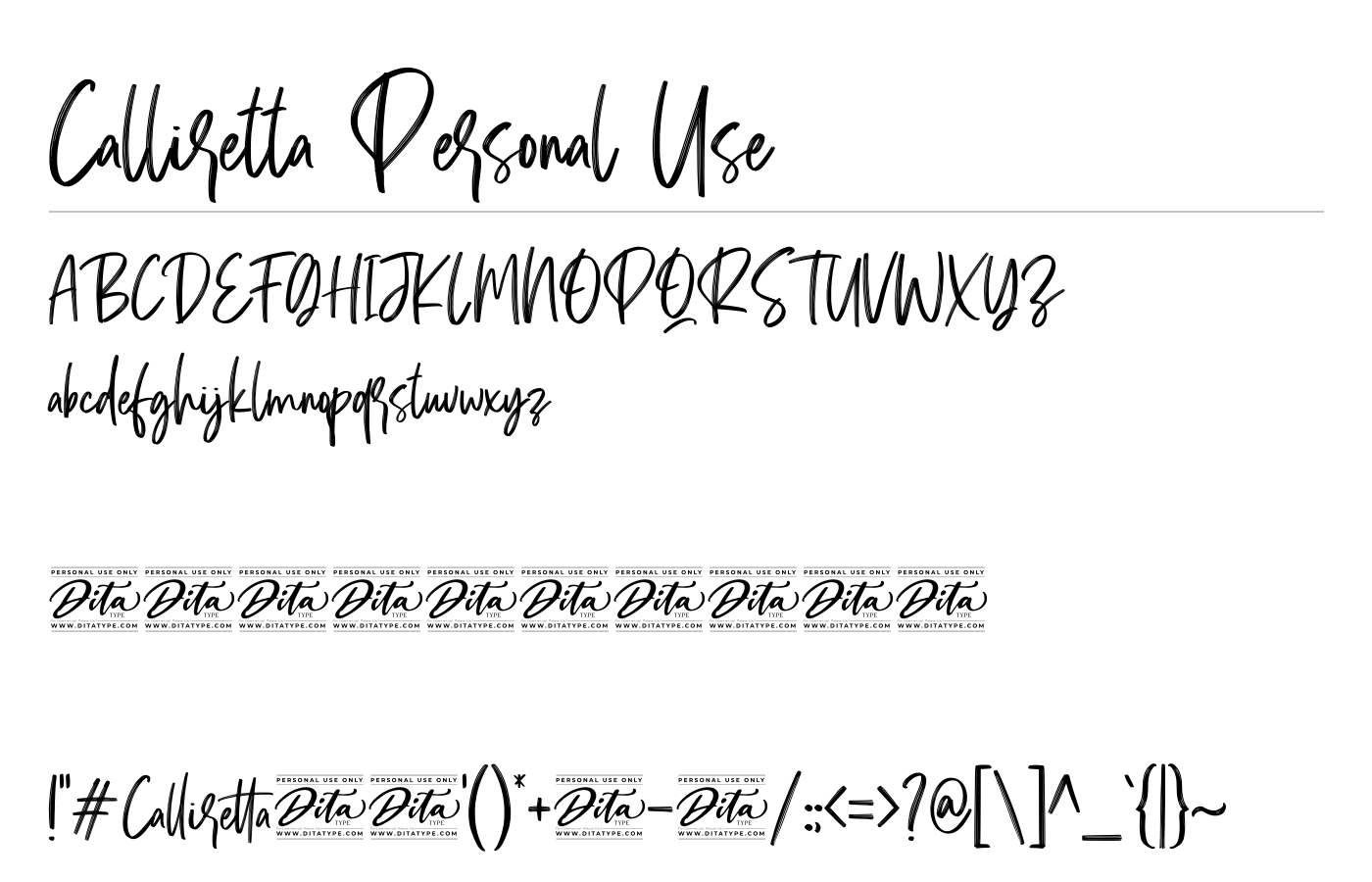 Calliretta Personal Use Font preview
