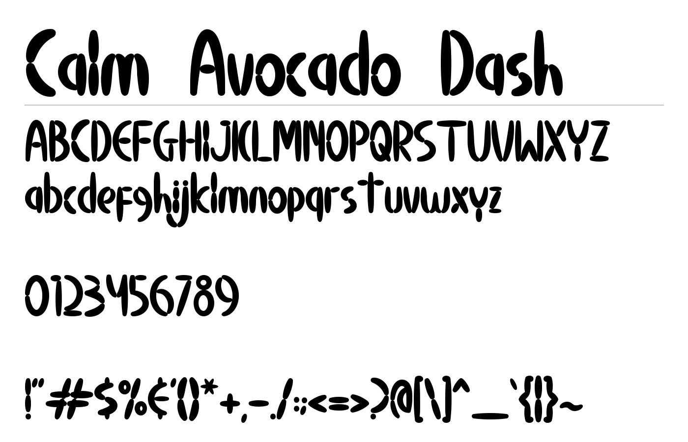 Calm Avocado Dash Font preview