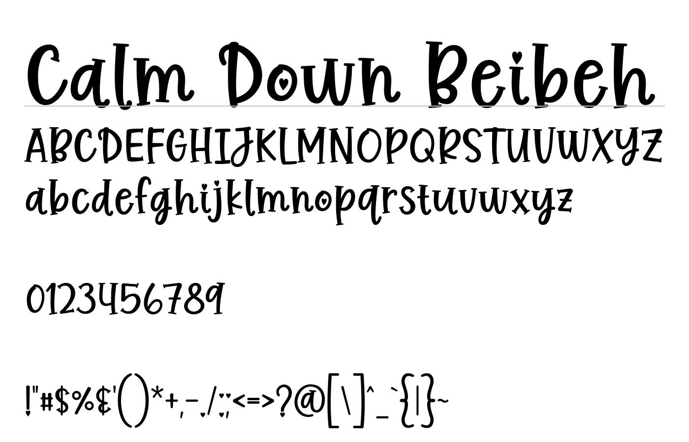 Calm Down Beibeh Font preview