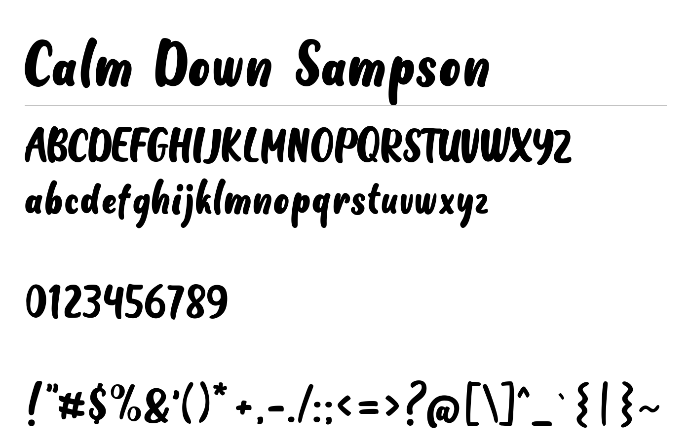 Calm Down Sampson Font preview