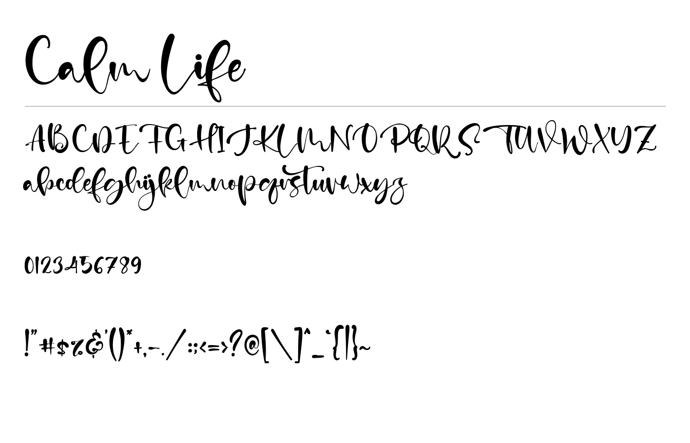 Calm Life Font preview