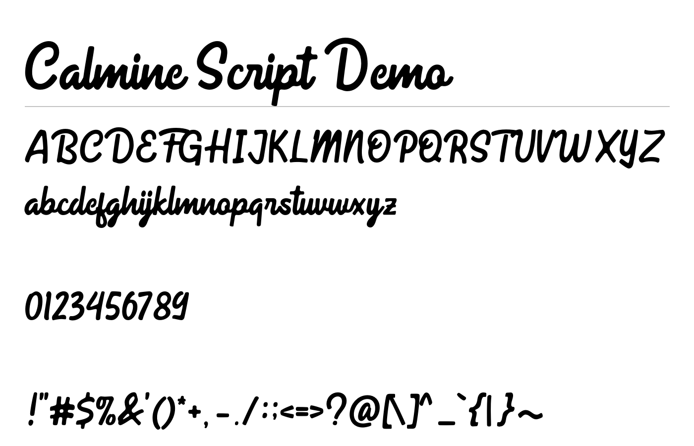 Calmine Script Demo Font preview
