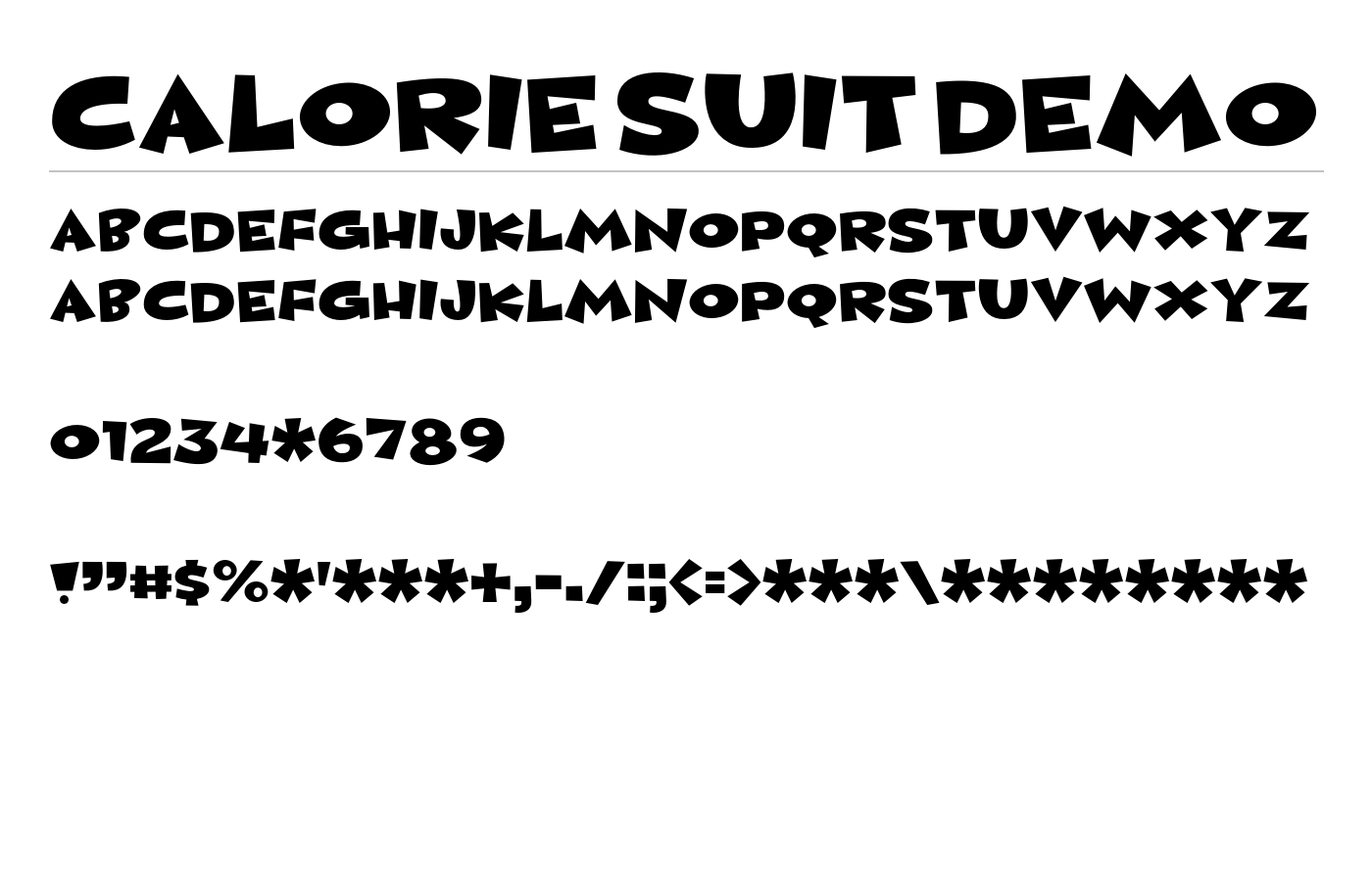 Calorie Suit DEMO Font preview
