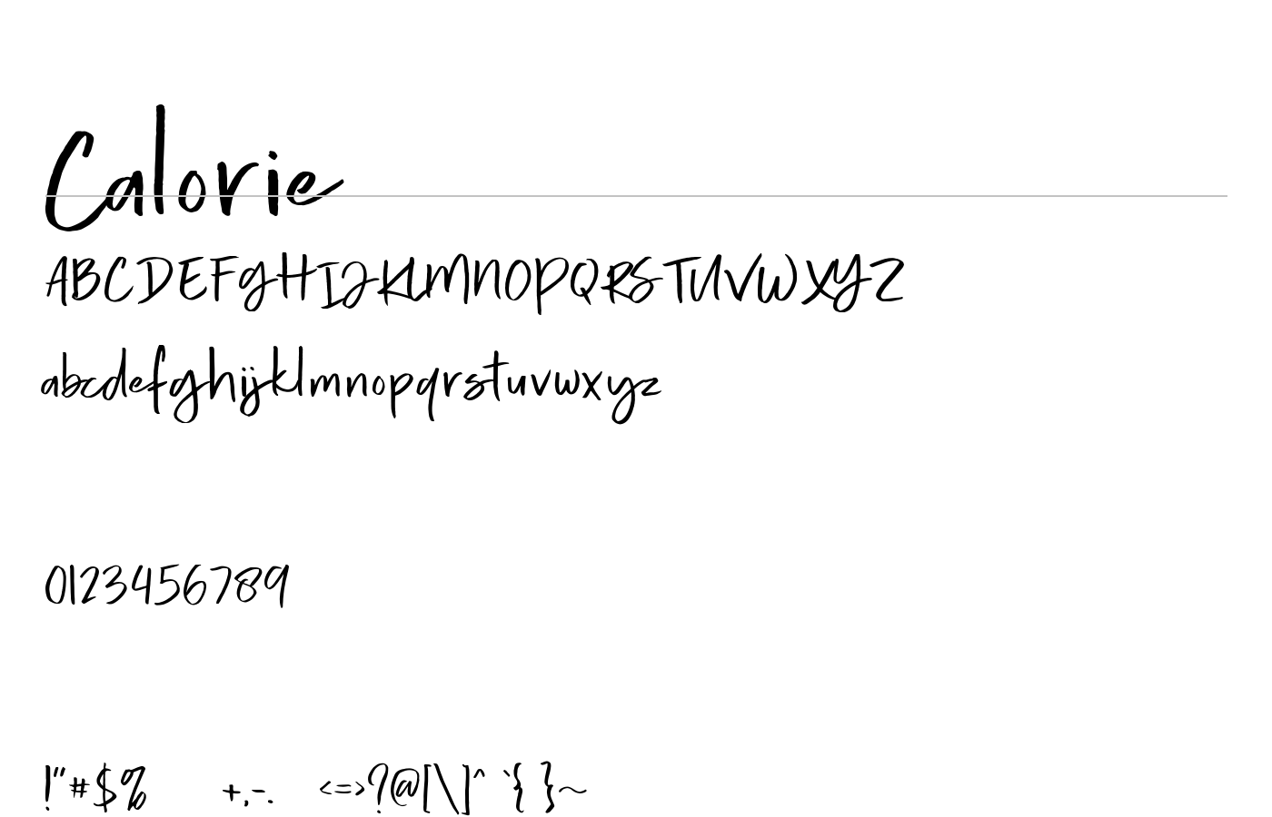 Calorie Font preview