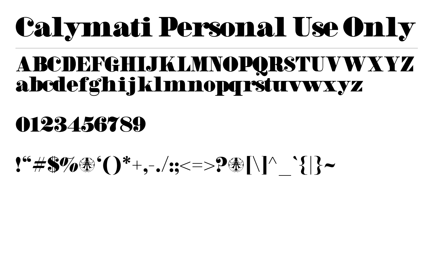 Calymati Personal Use Only Font preview