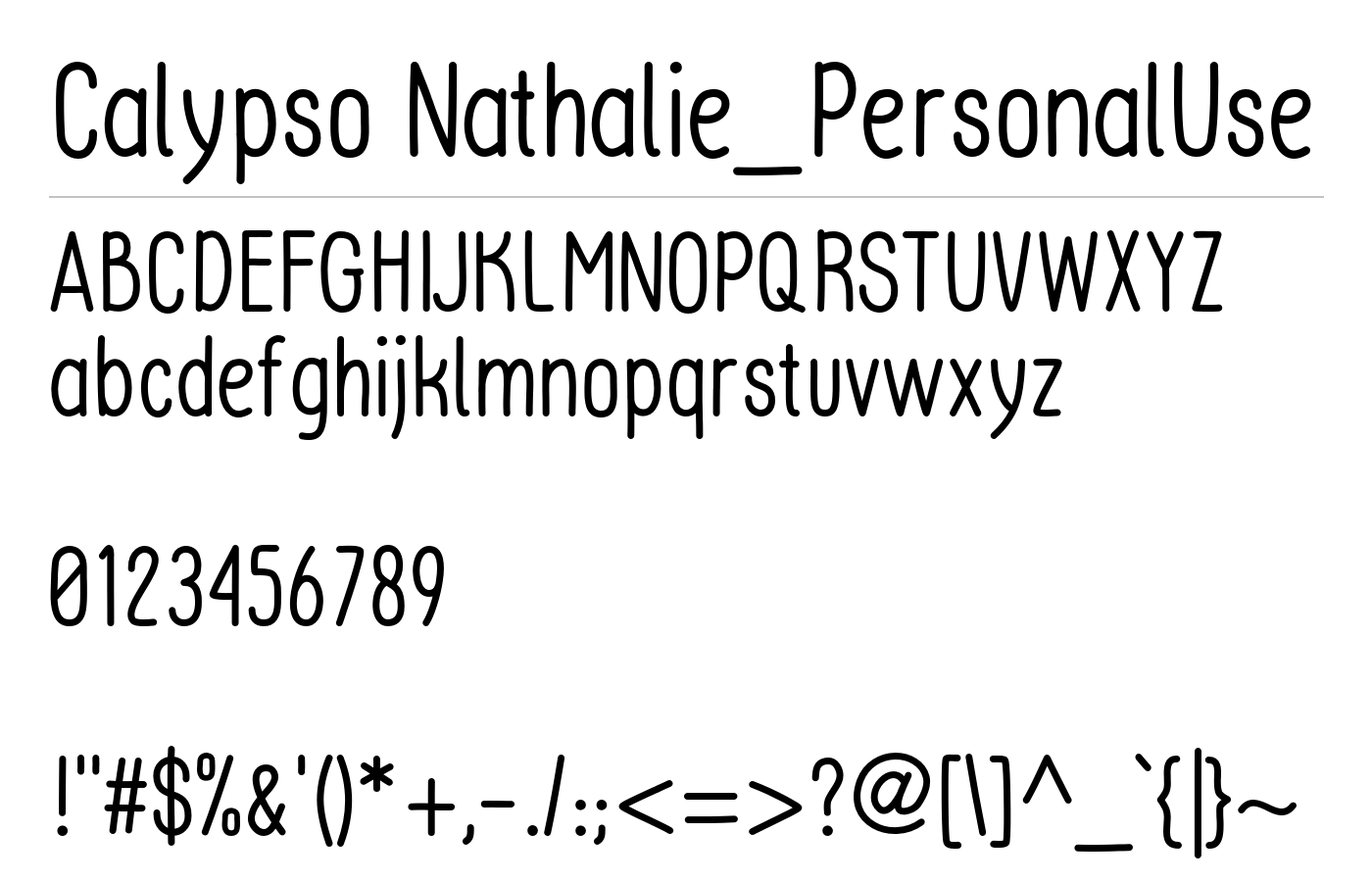 Calypso Nathalie_PersonalUse Font preview