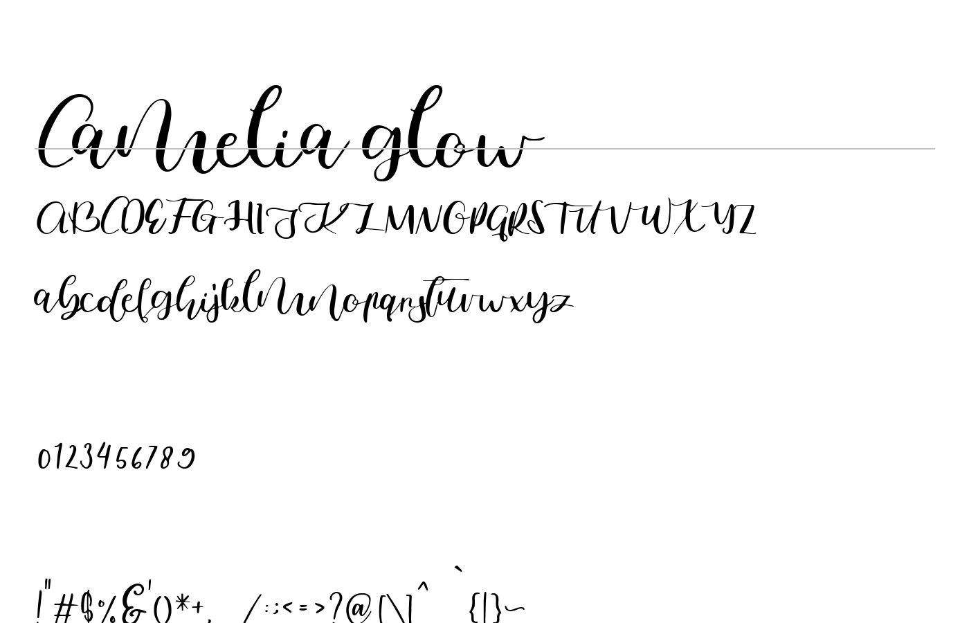Camelia glow Font preview
