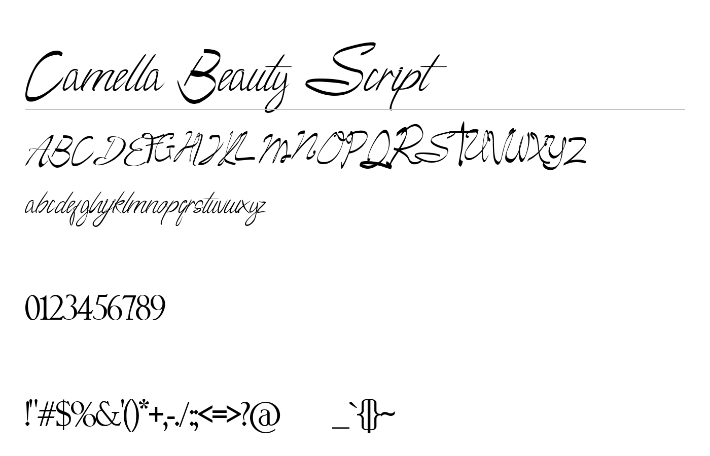 Camella Beauty Script Font preview