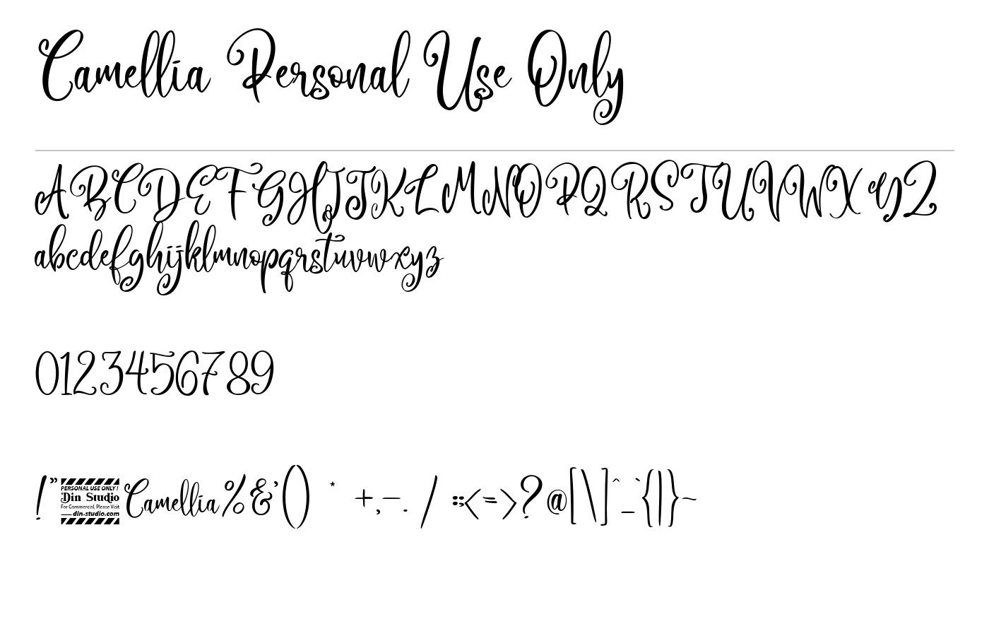 Camellia Personal Use Only Font preview