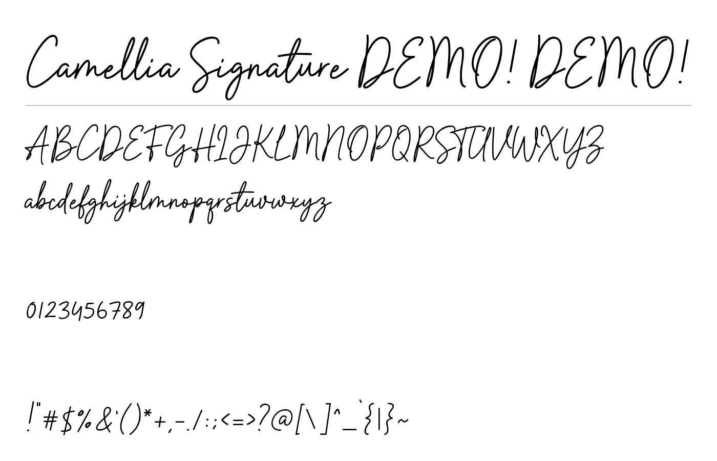 Camellia Signature Font preview
