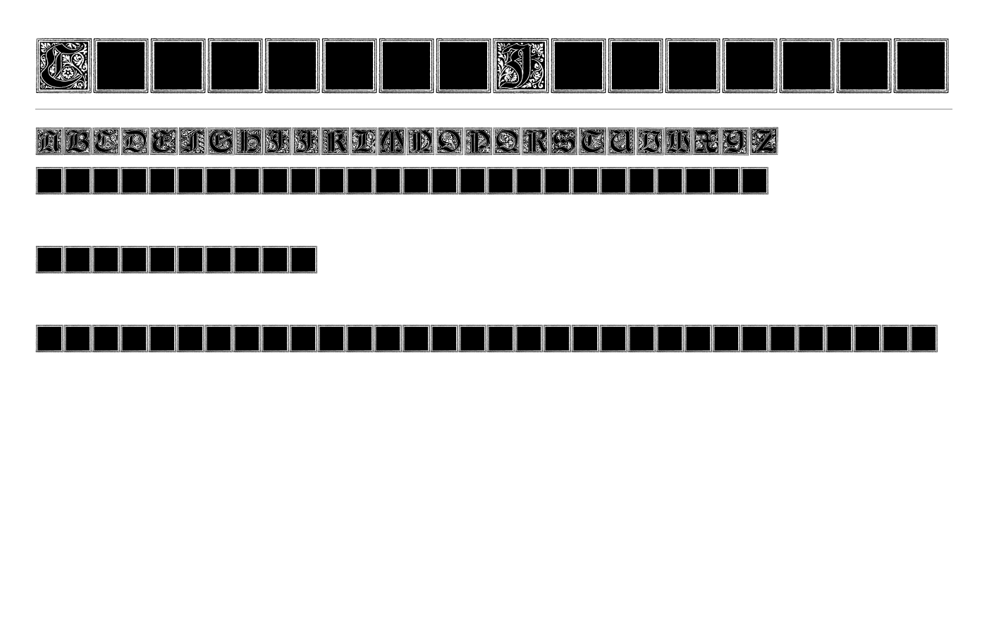 Camelot_Initials Font preview
