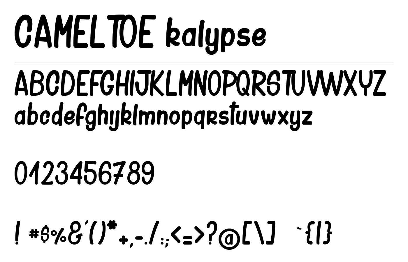 CAMELTOE kalypse Font preview