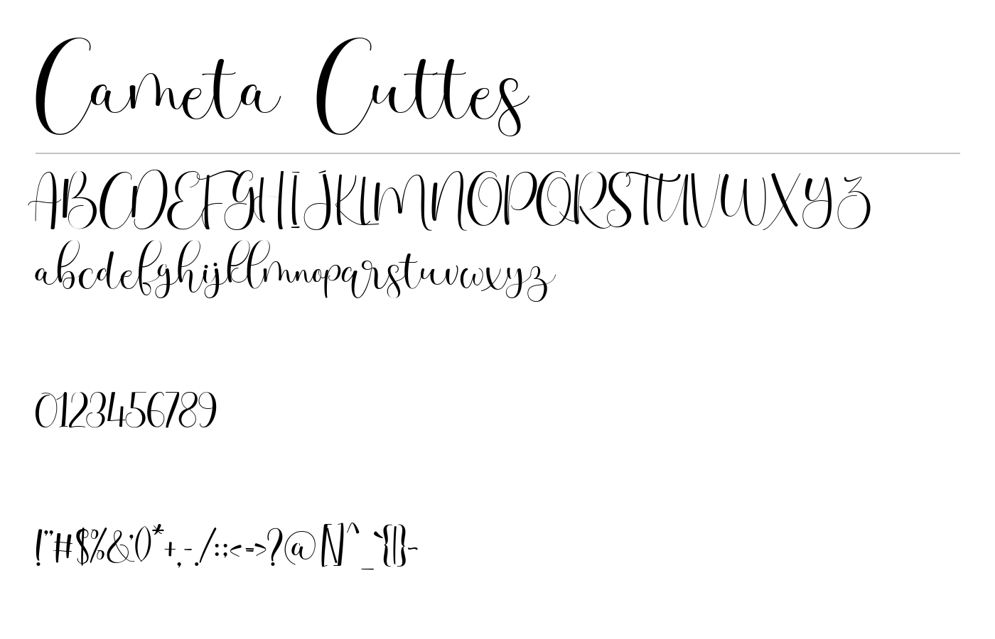Cameta Cuttes Font preview