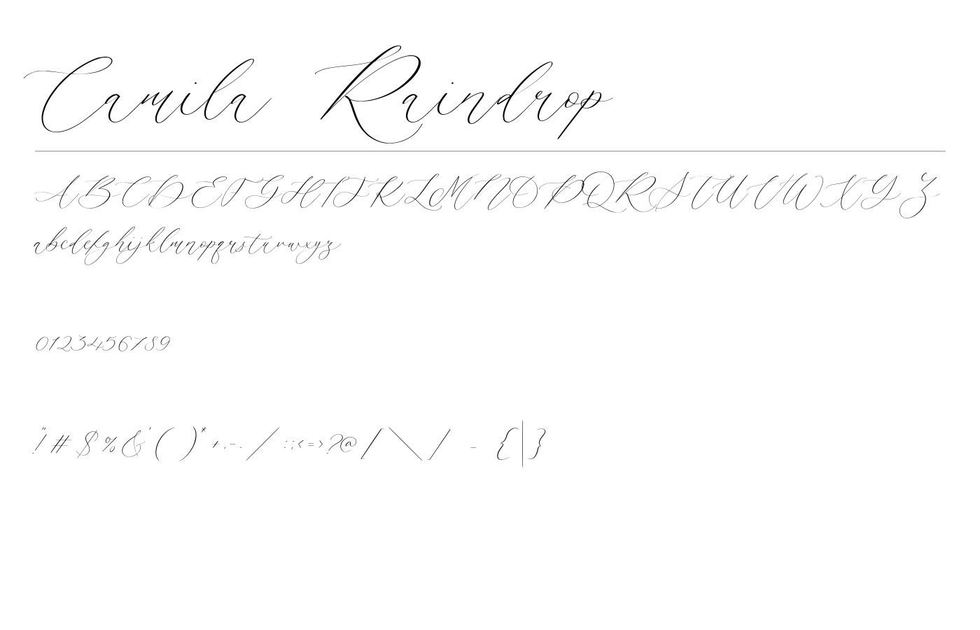 Camila Raindrop Font preview