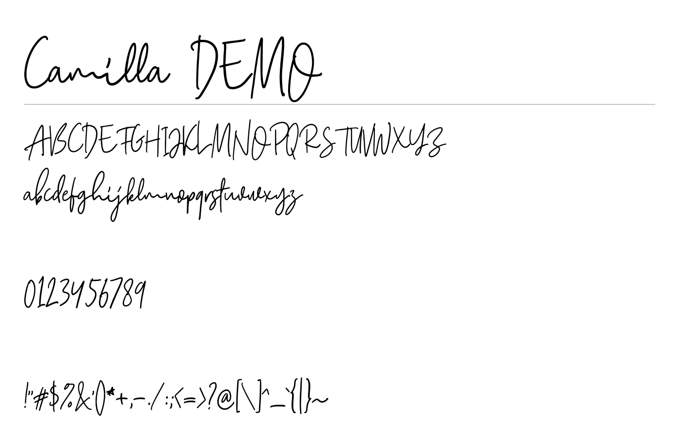 Camilla DEMO Font preview