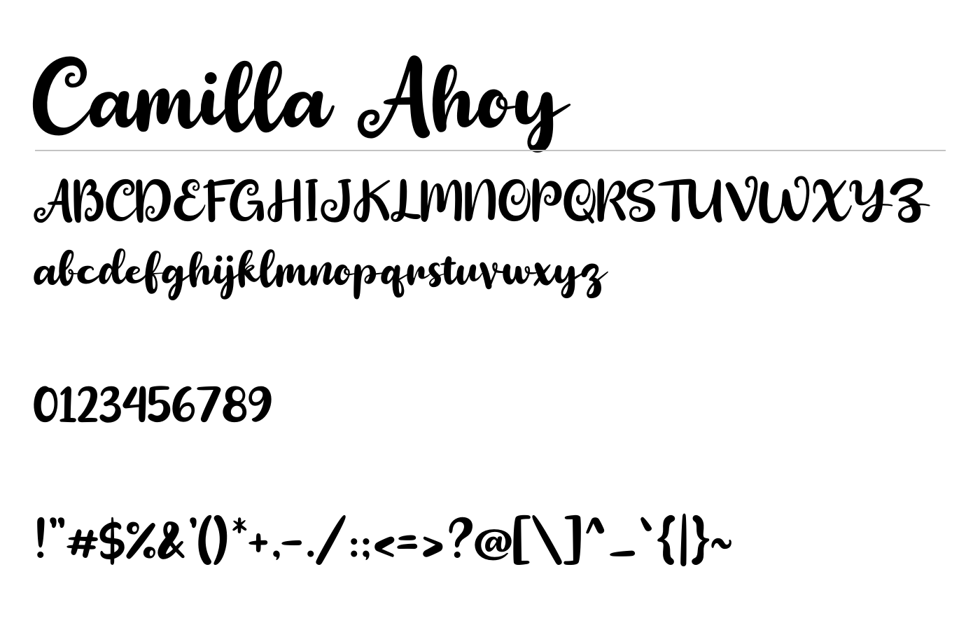 Camilla Ahoy Font preview