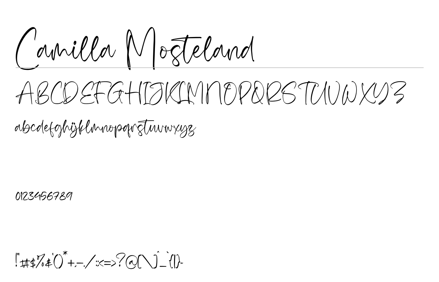 Camilla Mosteland Font preview