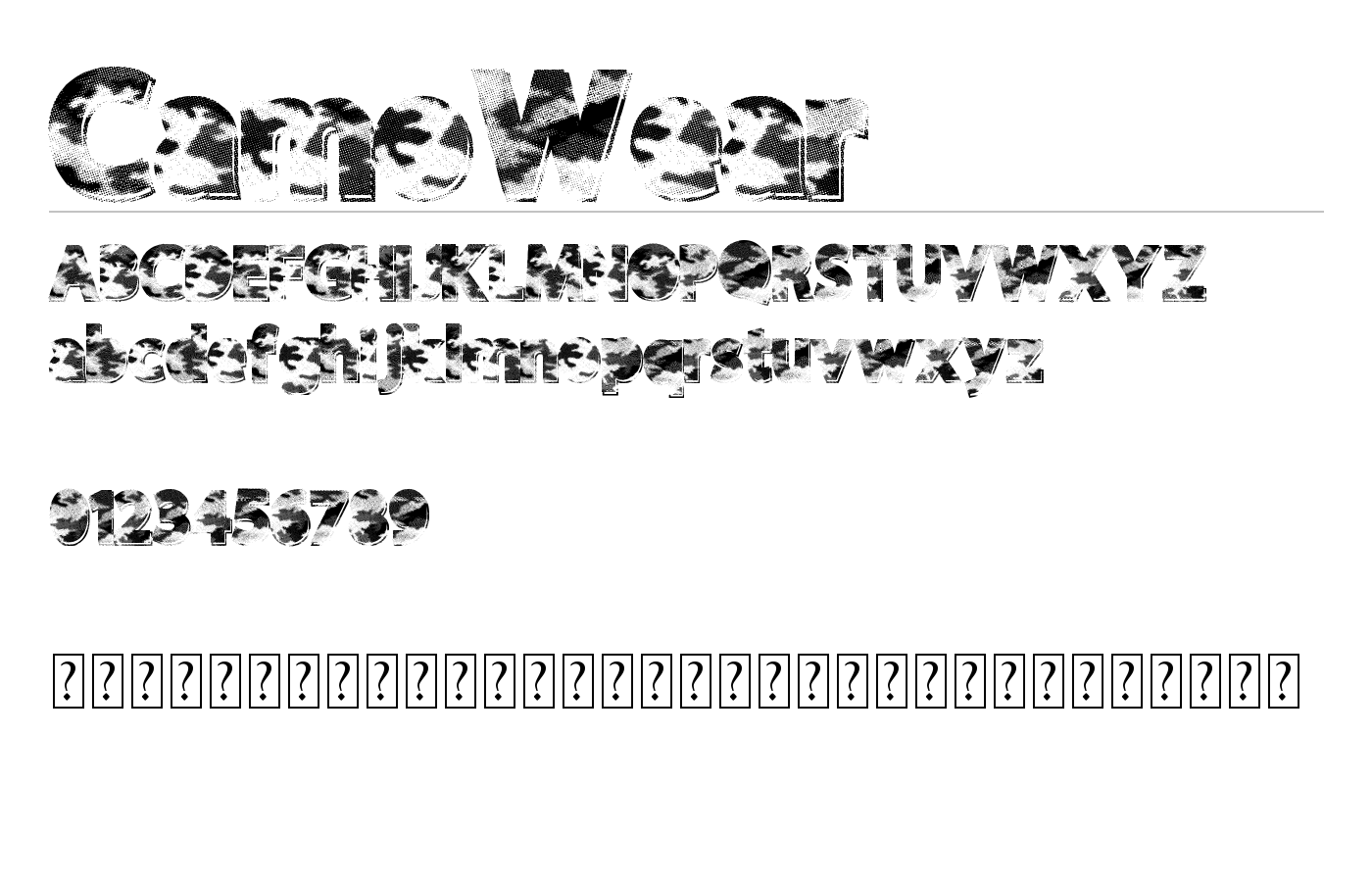 CamoWear Font preview