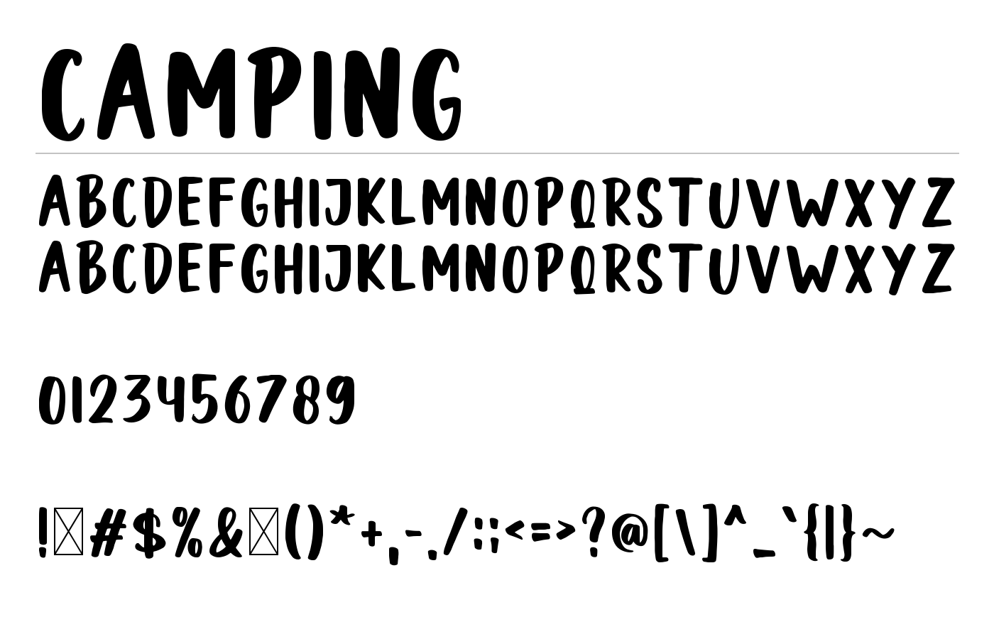 Camping Font preview
