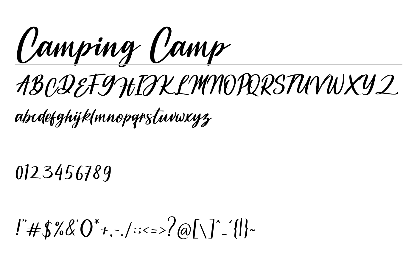 Camping Camp Font preview