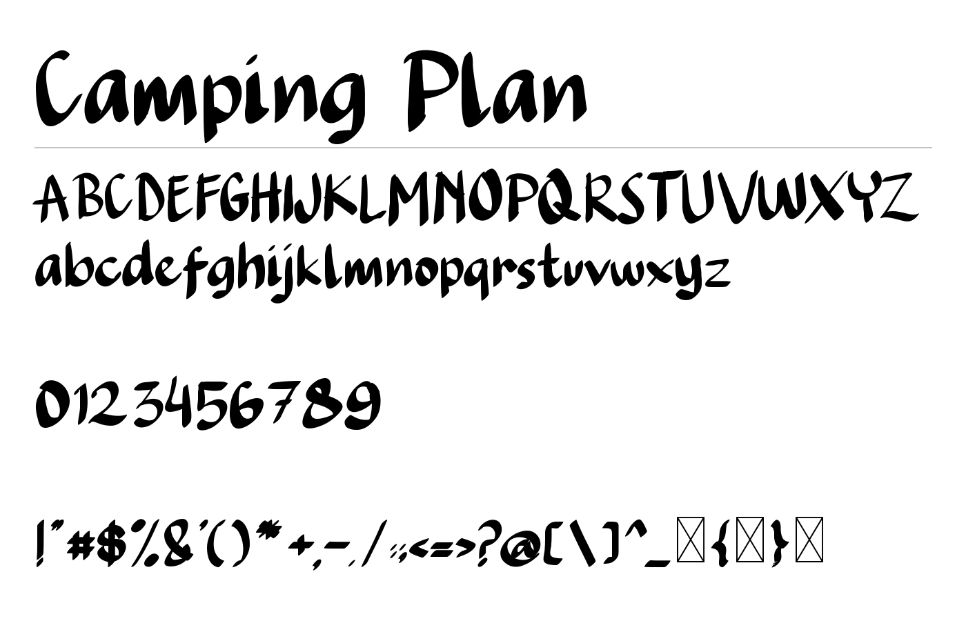 Camping Plan Font preview