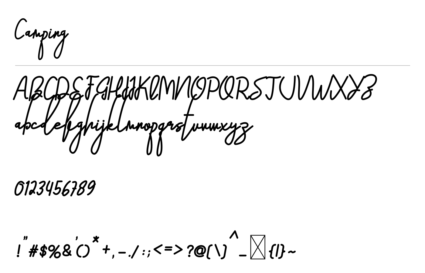 Camping Font preview