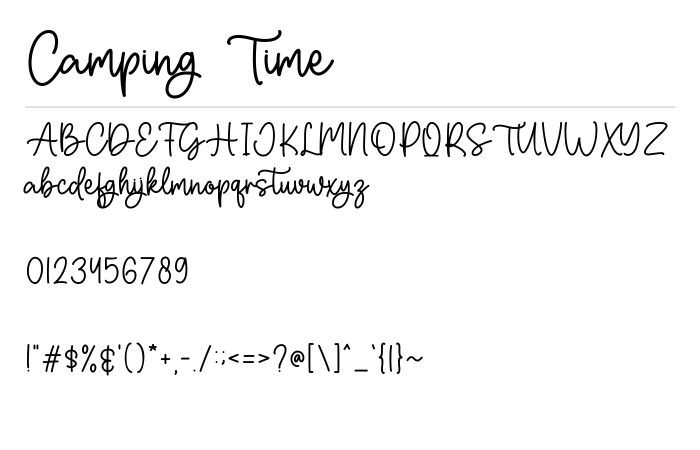 Camping Time Font preview