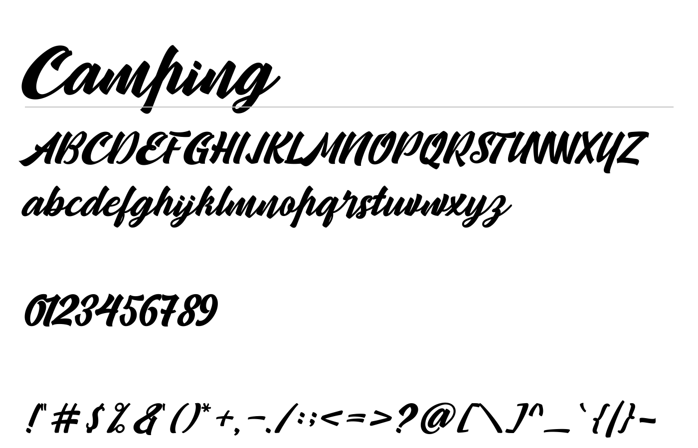 Camping Font preview