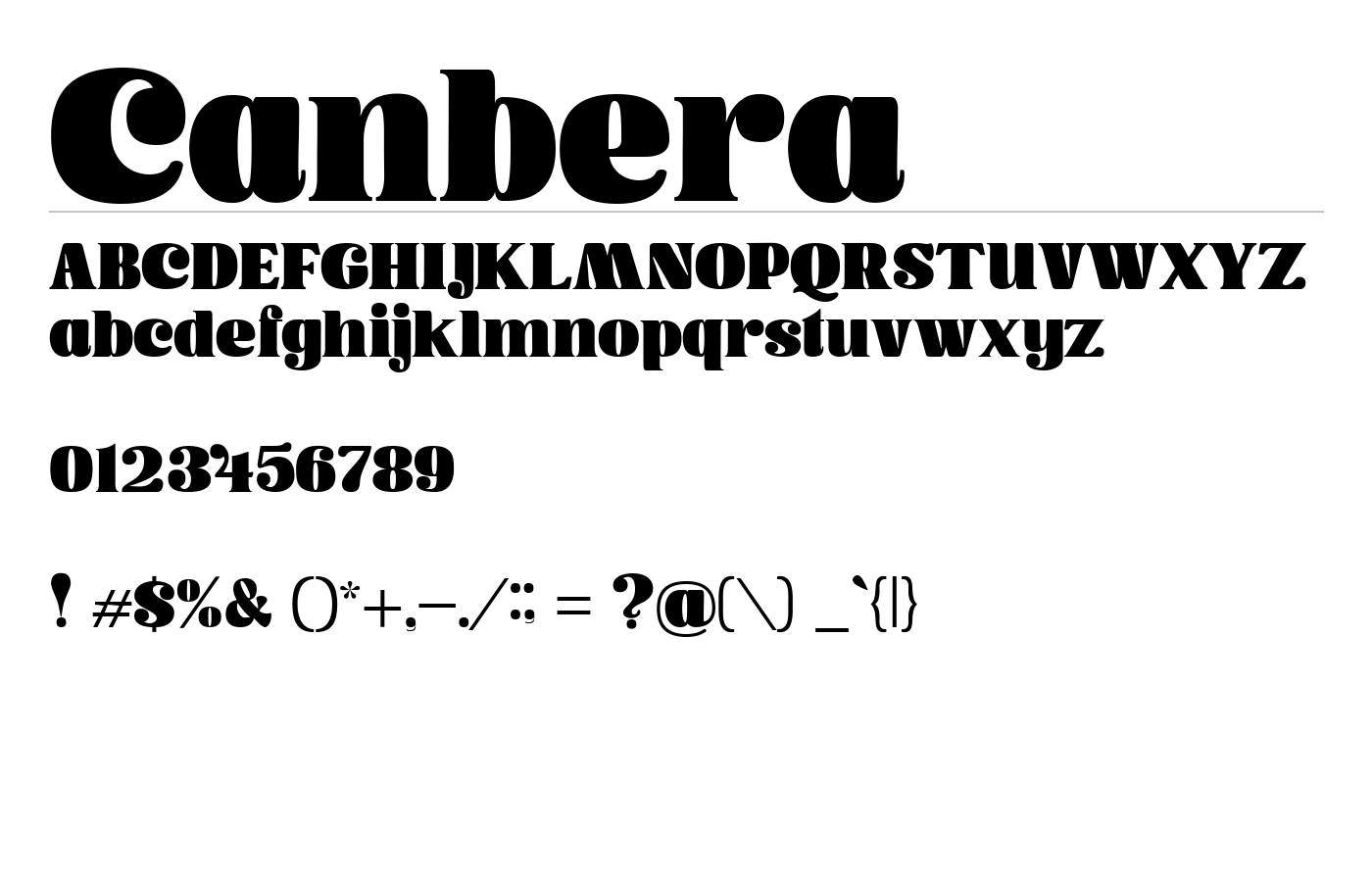 Canbera Font preview