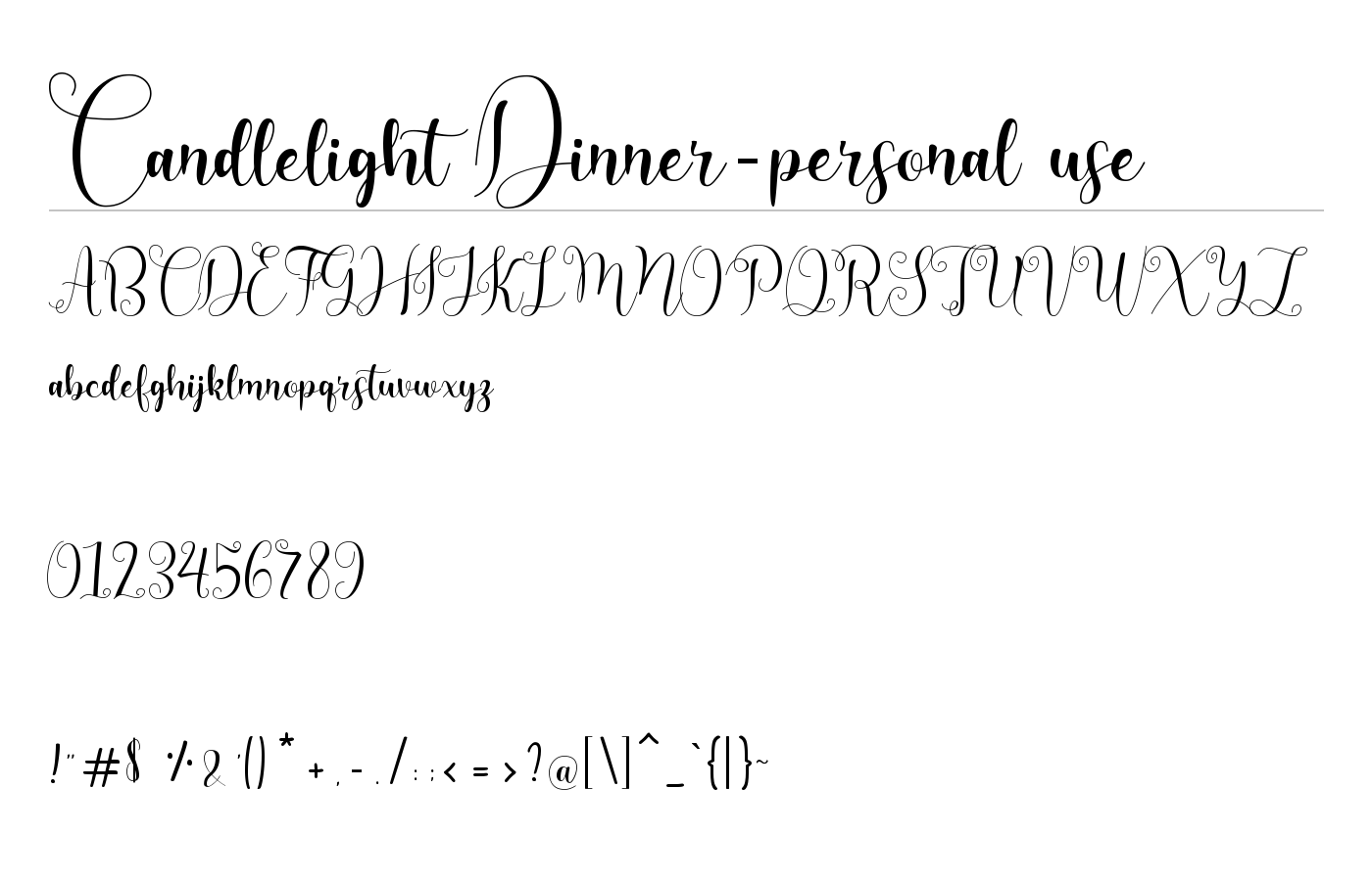 Candlelight Dinner-personal use Font preview