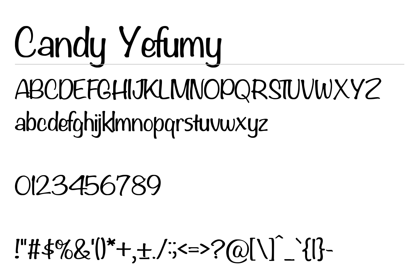 Candy Yefumy Font preview