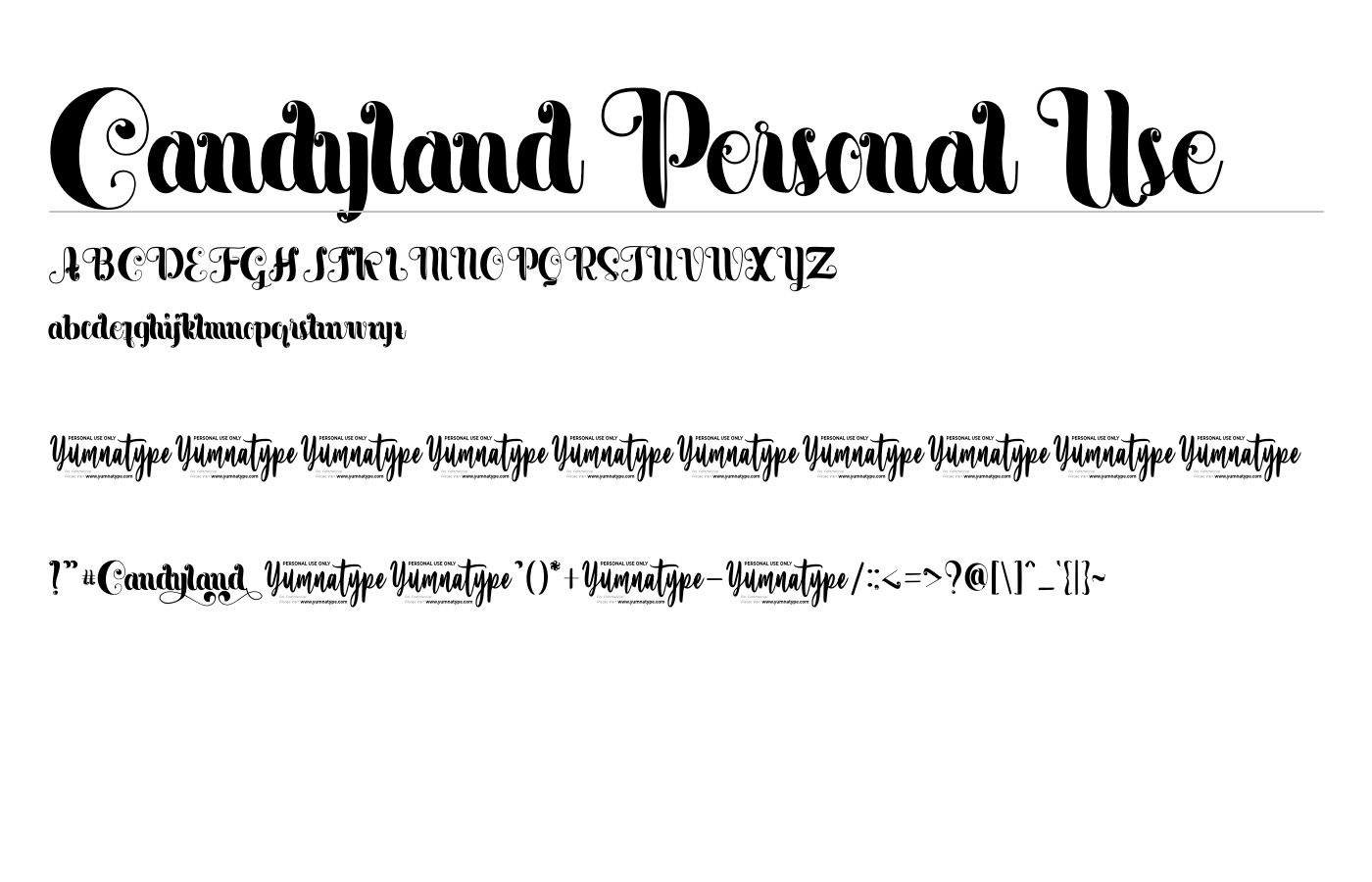 Candyland Personal Use Font preview