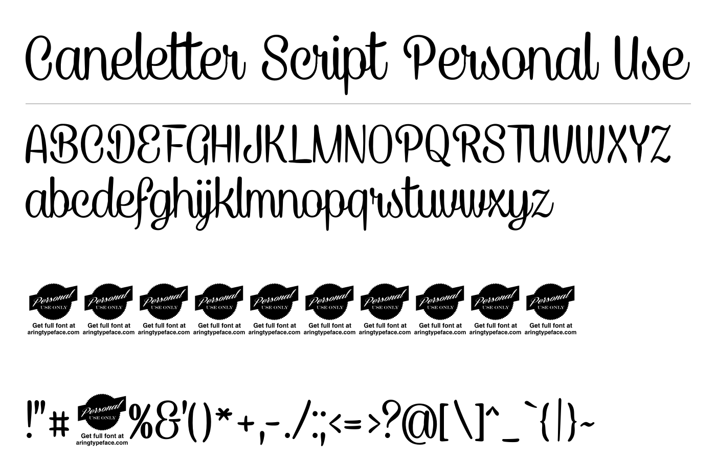 Caneletter Script Personal Use Font preview
