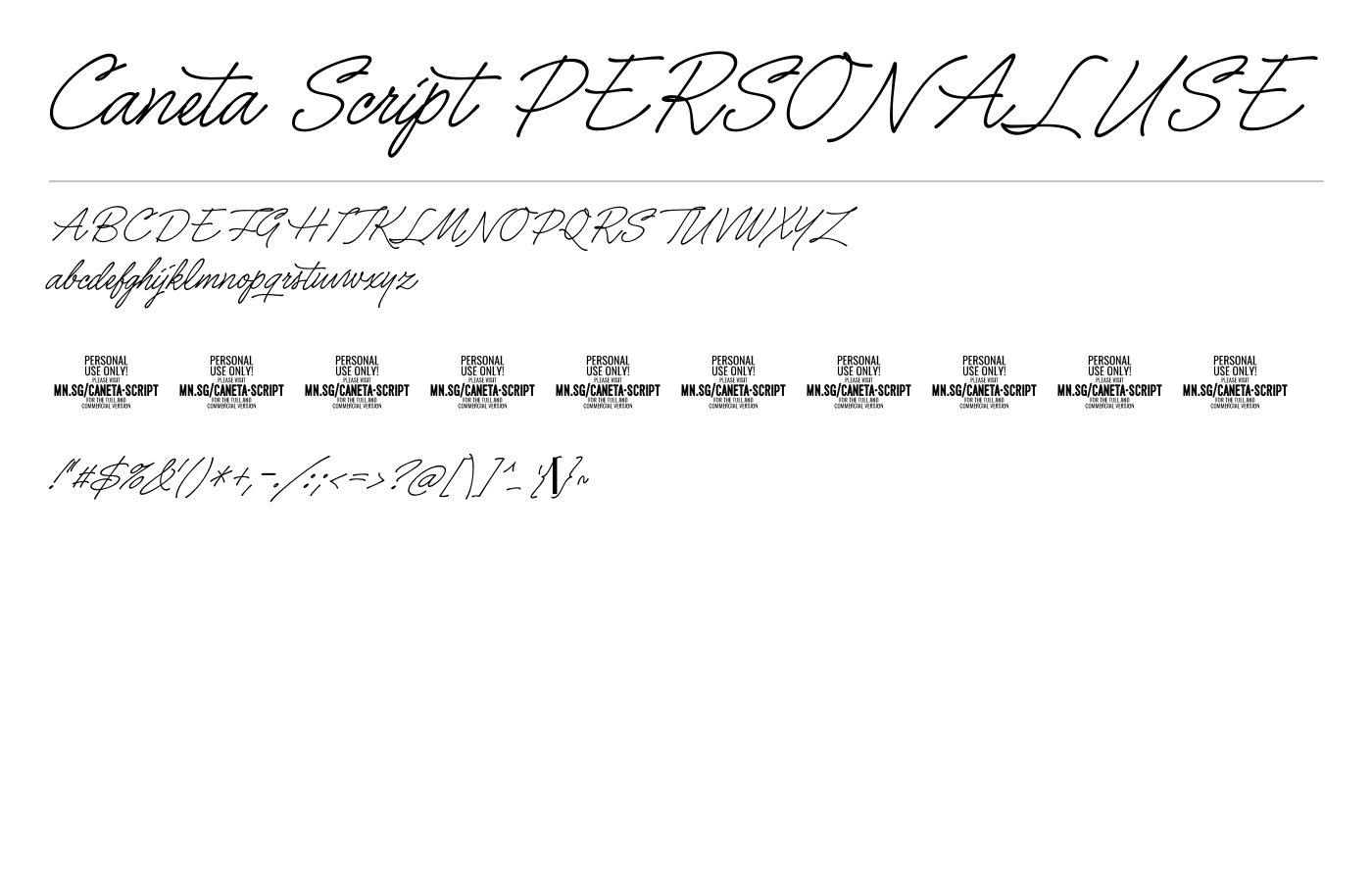 Caneta Script PERSONAL USE Font preview