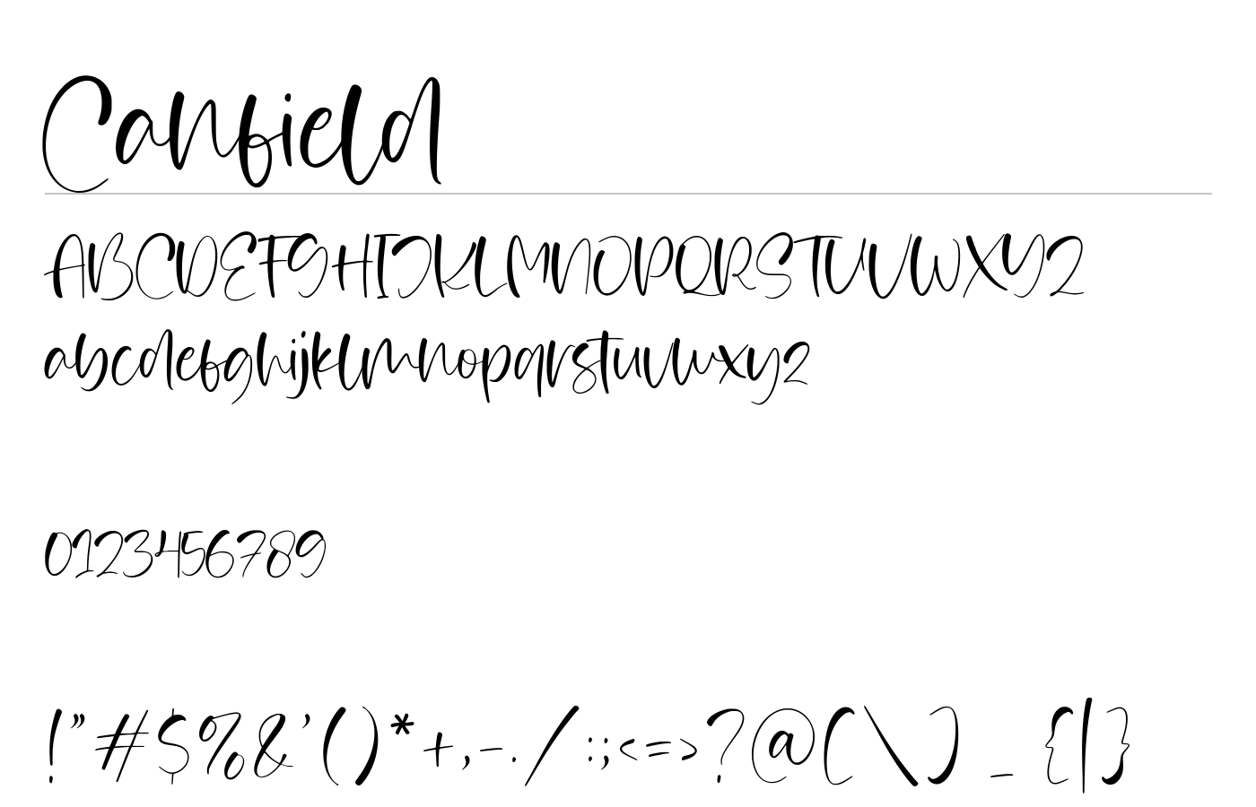 Canfiled Font preview