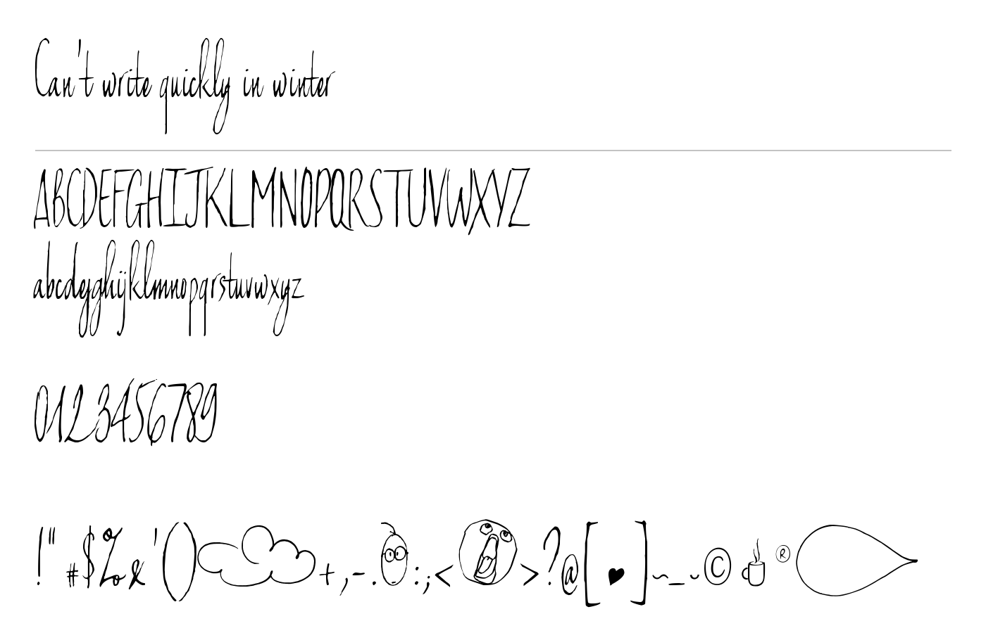 Can't write quickly in winter Font preview