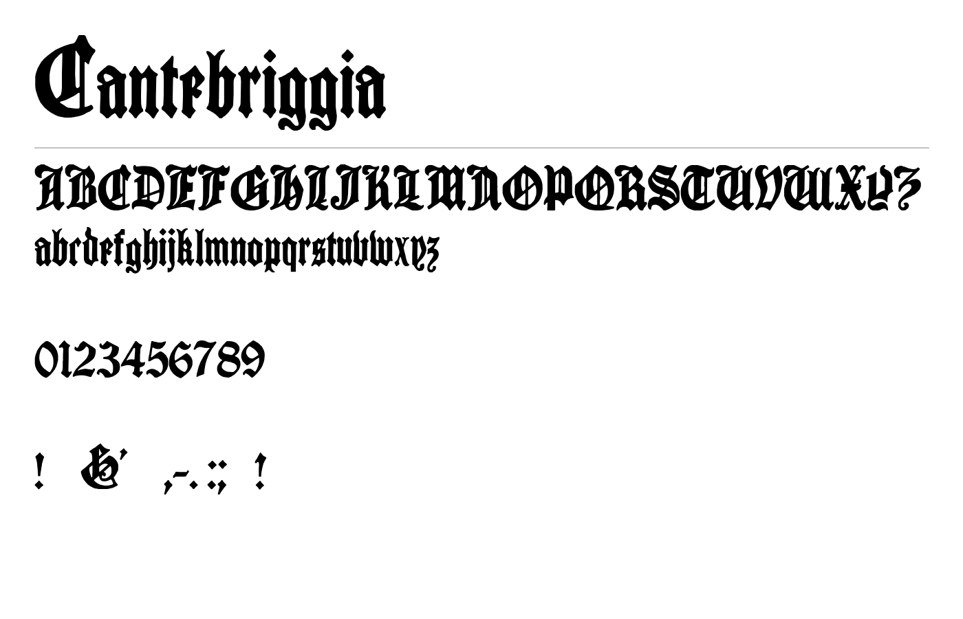 Cantebriggia Font preview
