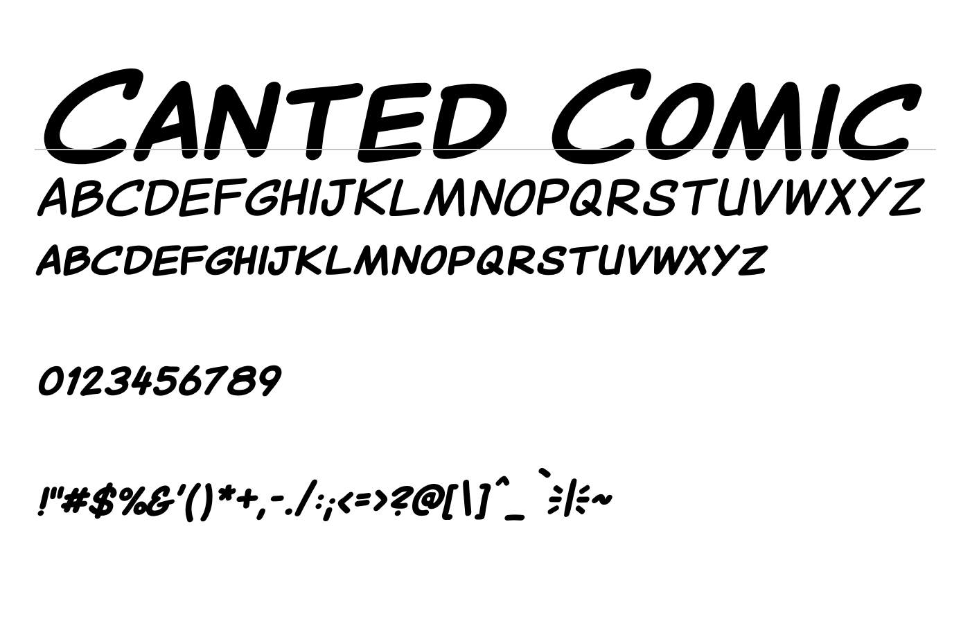 Canted Comic Font preview